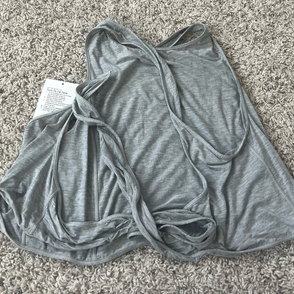 Lululemon Turn To Tie Tank Top Gray Size 6 Scoop Neck Cropped Modal Cotton - Picture 11 of 12